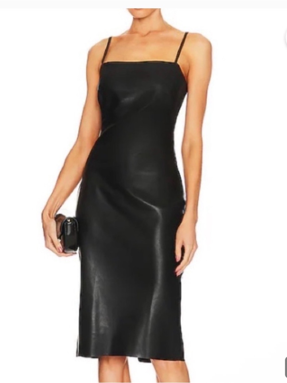L’Agence Dream Faux Leather Sheath Slip Dress- Sz 2